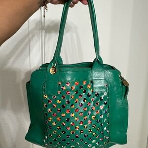 Coach Green Polka Dot Tote Bag